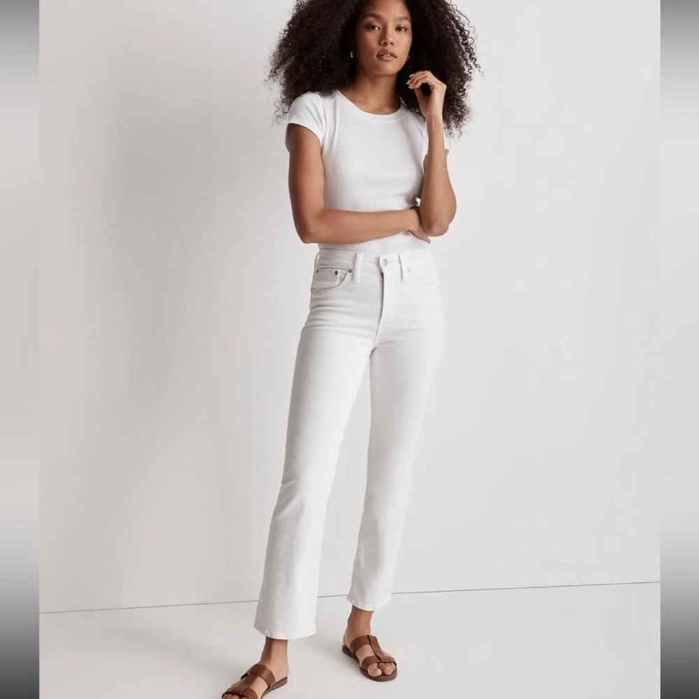 Madewell Mid-Rise Kick Out Crop Jeans Pure White Size 29